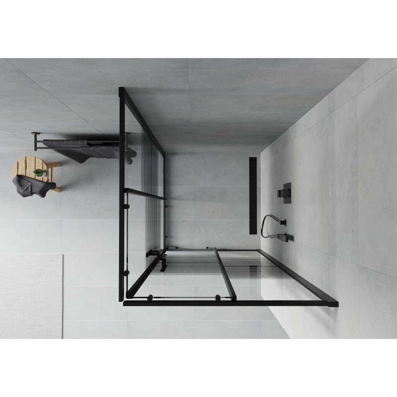 Mexen Rio Quadratische Duschkabine 80 x 80 cm, schwarze Streifen, schwarz - 860-080-080-70-20