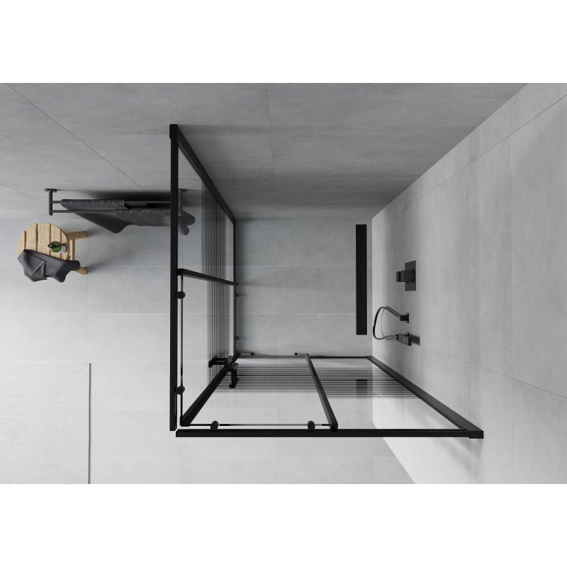Mexen Rio quadratische Duschkabine 90 x 90 cm, schwarze Streifen, schwarz - 860-090-090-70-20