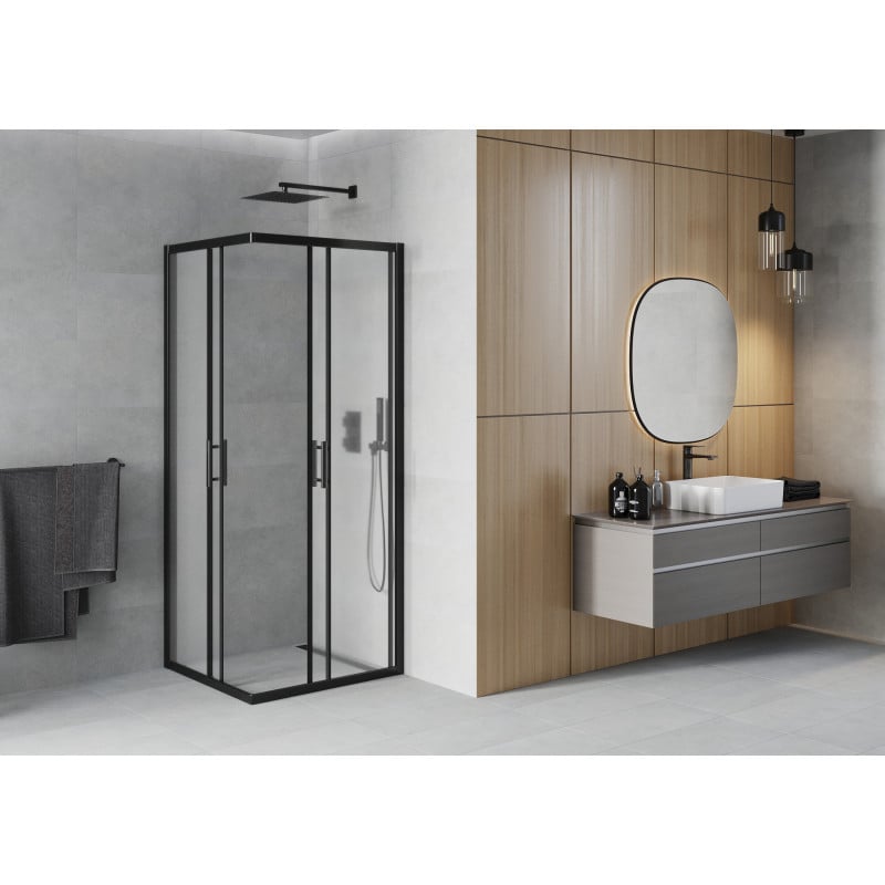 Mexen Rio quadratische Duschkabine 70 x 70 cm, Milchglas, schwarz - 860-070-070-70-30
