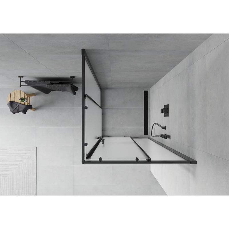 Mexen Rio quadratische Duschkabine 80 x 80 cm, Milchglas, schwarz - 860-080-080-70-30