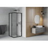Mexen Rio quadratische Duschkabine 80 x 80 cm, Frost, Schwarz - 860-080-080-70-30