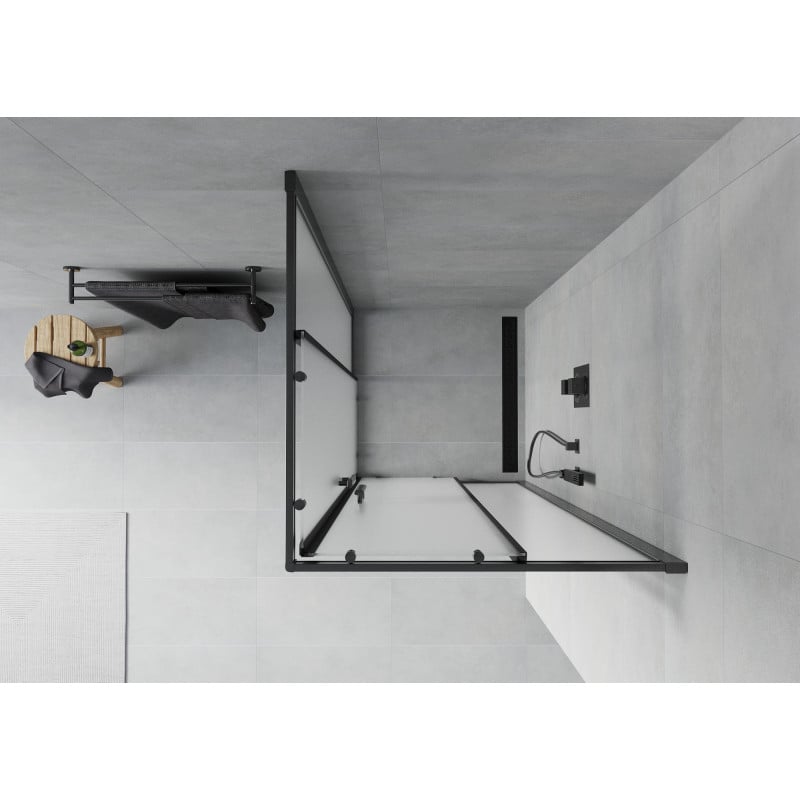 Mexen Rio quadratische Duschkabine 90 x 90 cm, satiniert, schwarz - 860-090-090-70-30