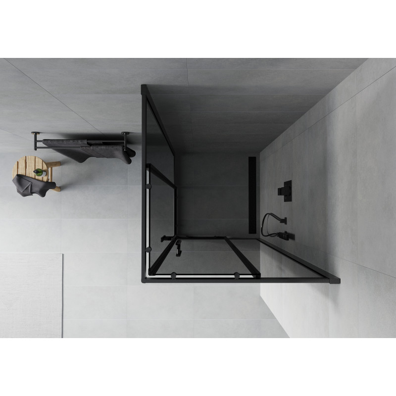Mexen Rio Quadratische Duschkabine 80 x 80 cm, grafit, schwarz - 860-080-080-70-40