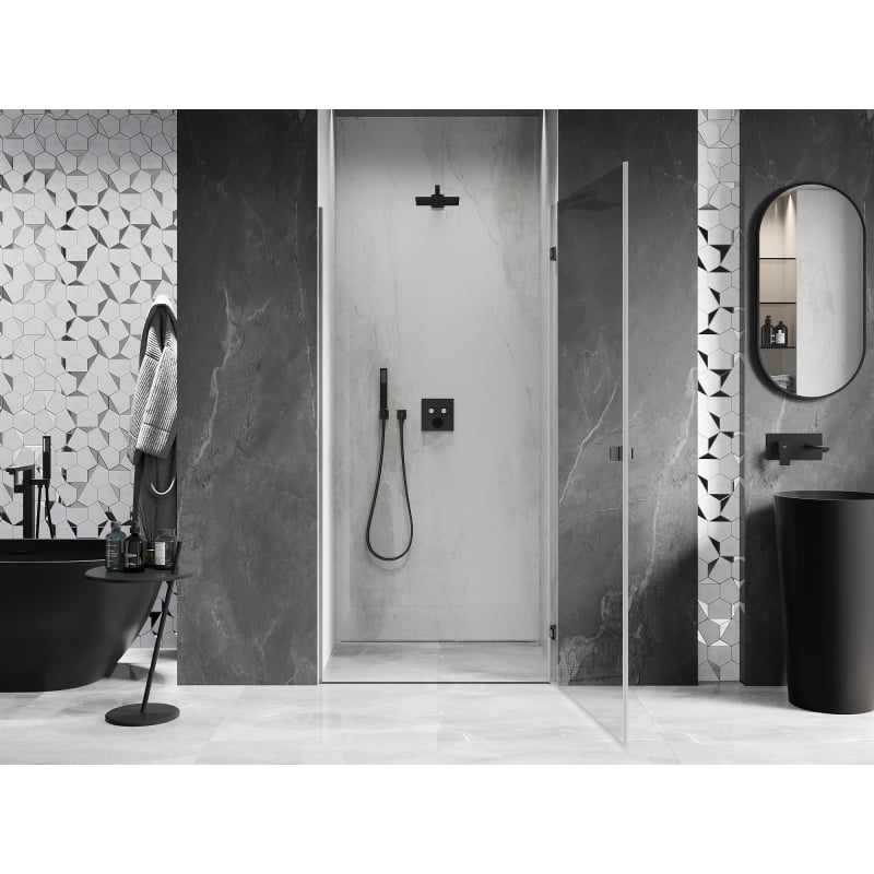 Mexen Lunar-B Duschfaltwand rechts 90 cm, transparent, Gun Metal - 832-090-000-95-00-P