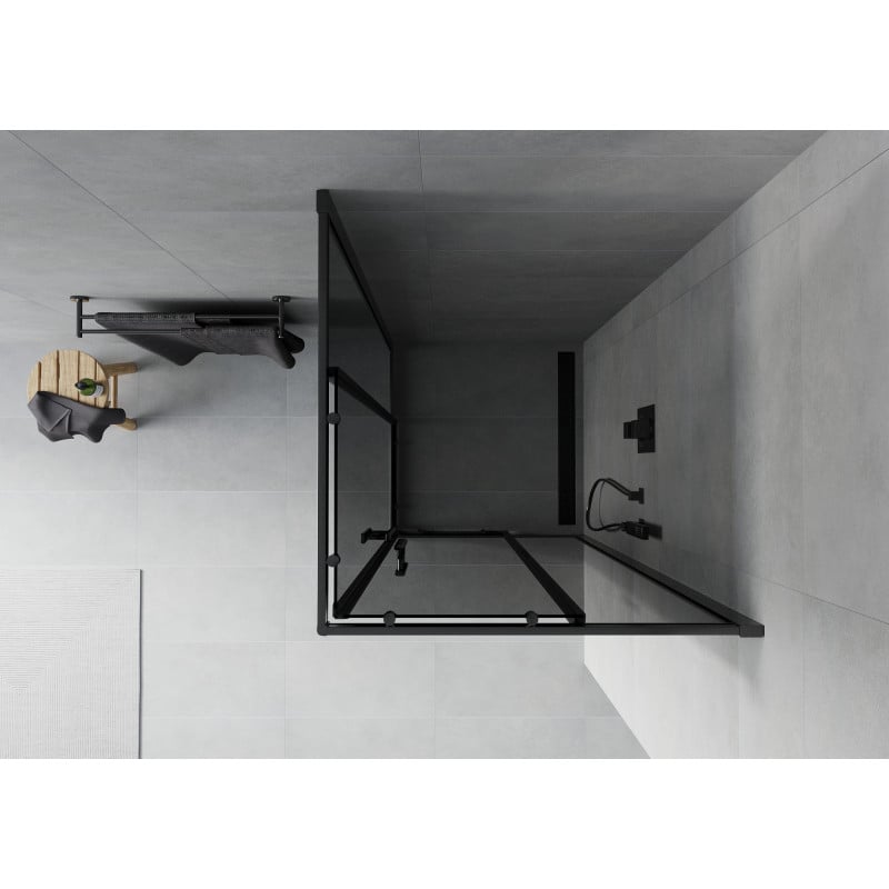 Mexen Rio quadratische Duschkabine 90 x 90 cm, Grafit, Schwarz - 860-090-090-70-40