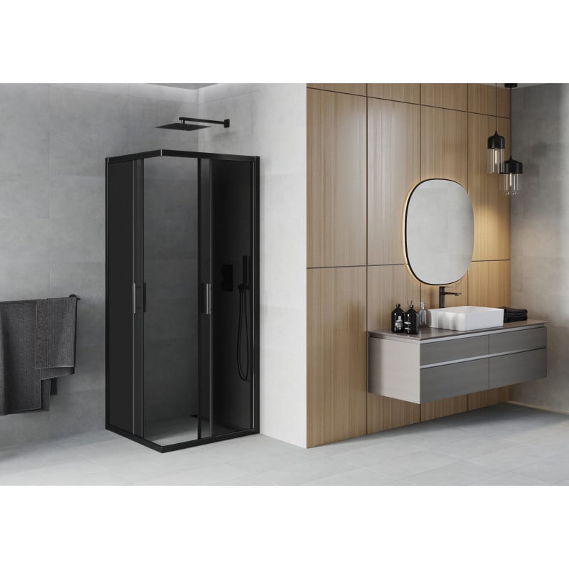Mexen Rio quadratische Duschkabine 90 x 90 cm, Grafit, Schwarz - 860-090-090-70-40