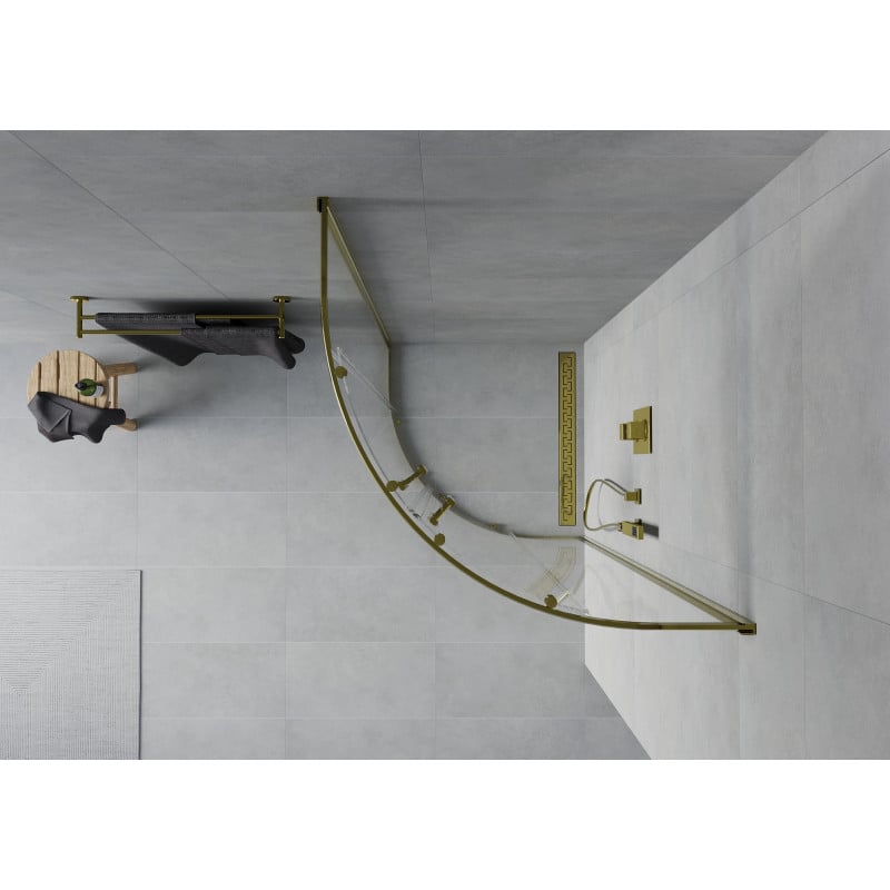 Mexen Rio Duschkabine halbrund 70 x 70 cm, transparent, gold - 863-070-070-50-00
