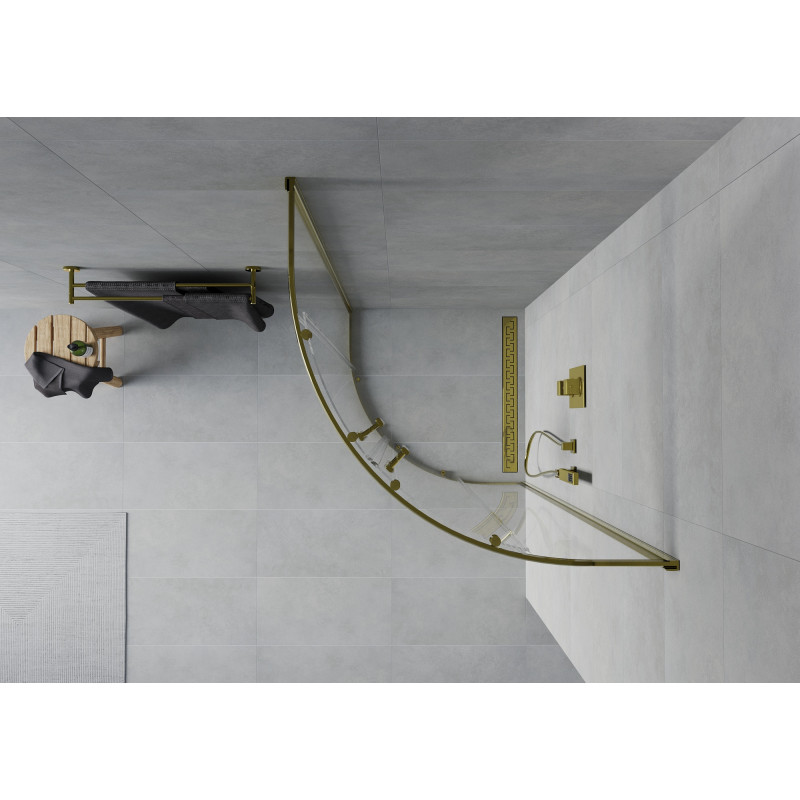 Mexen Rio Halbrunde Duschkabine 70 x 70 cm, transparent, gold - 863-070-070-50-00
