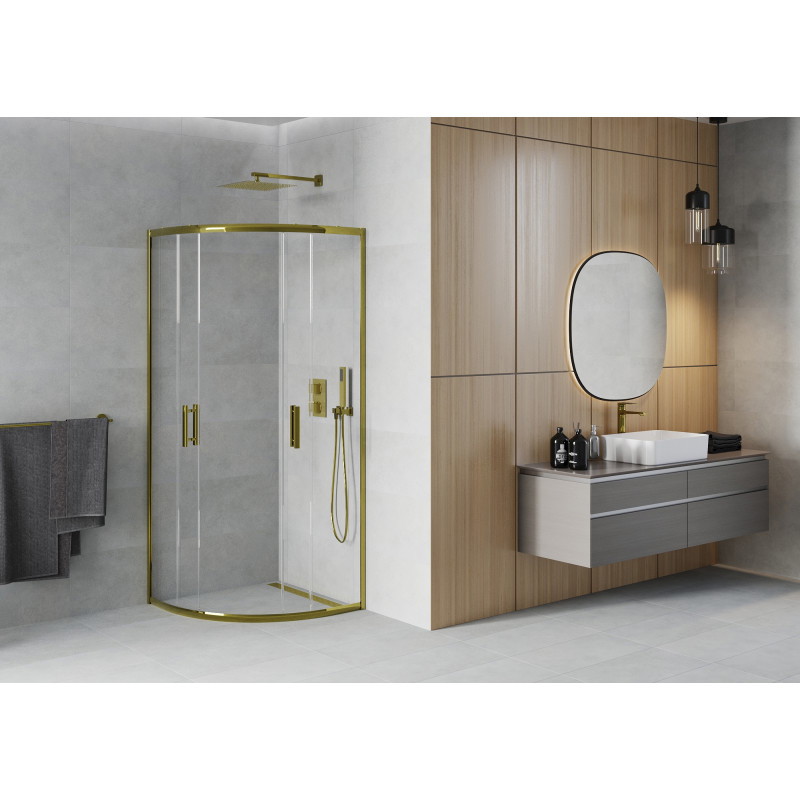 Mexen Rio Halbrunde Duschkabine 70 x 70 cm, transparent, gold - 863-070-070-50-00