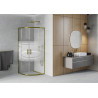 Mexen Rio Halbrunde Duschkabine 70 x 70 cm, weiße Streifen, gold - 863-070-070-50-20