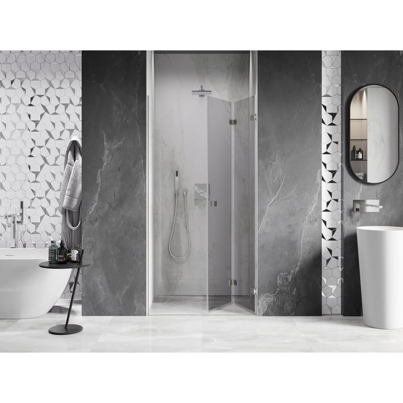 Mexen Lunar-F Falttür für Dusche rechts 70 cm, transparent, gebürsteter Nickel - 836-070-000-97-00-P