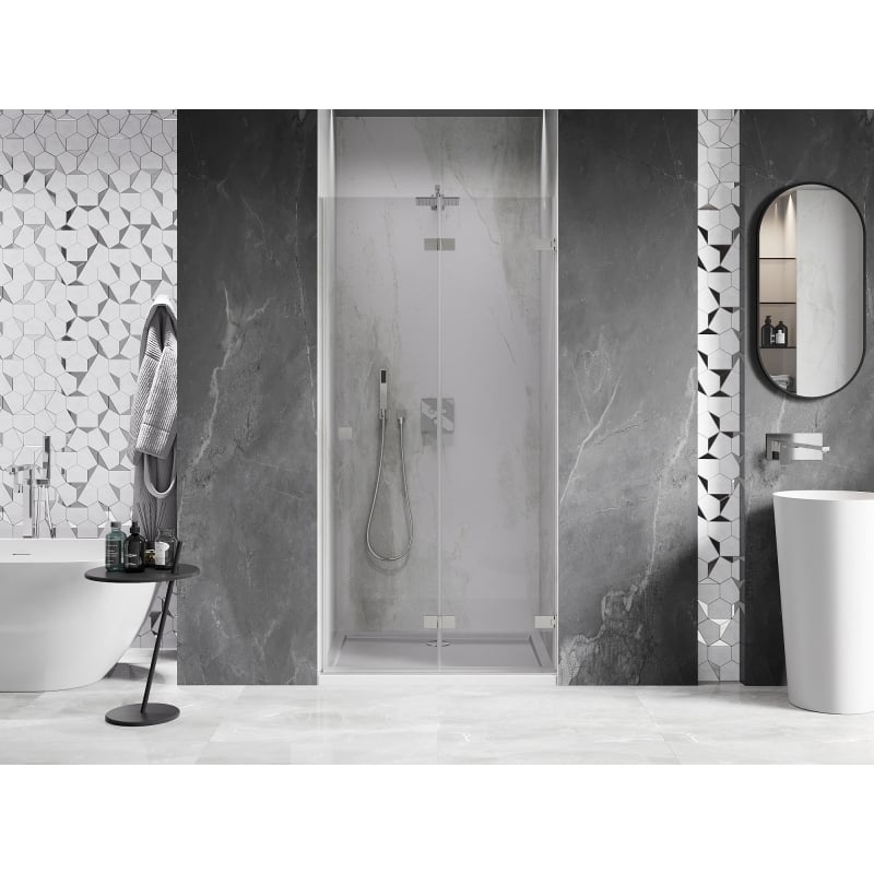 Mexen Lunar-F Falttür für Dusche rechts 70 cm, transparent, gebürsteter Nickel - 836-070-000-97-00-P
