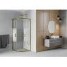 Mexen Rio duschkabine halbrund 90 x 90 cm, weiße Streifen, Gold - 863-090-090-50-20