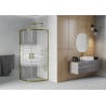 Mexen Rio duschkabine halbrund 90 x 90 cm, weiße Streifen, Gold - 863-090-090-50-20