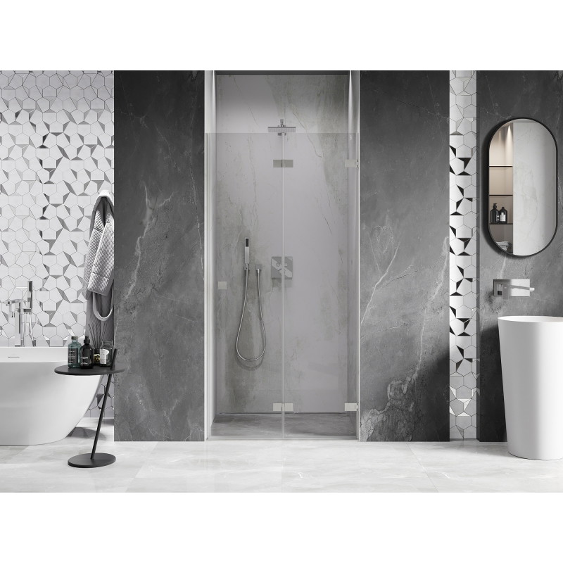Mexen Lunar-F Duschfaltür rechts 90 cm, transparent, gebürstetes Nickel - 836-090-000-97-00-P