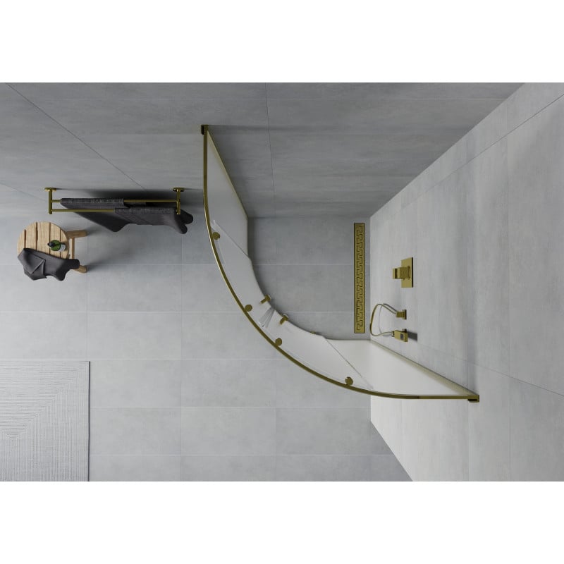Mexen Rio halbrunde Duschkabine 70 x 70 cm, matt, gold - 863-070-070-50-30