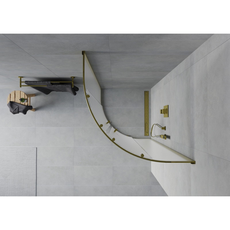 Mexen Rio Halbrunde Duschkabine 80 x 80 cm, satiniert, gold - 863-080-080-50-30