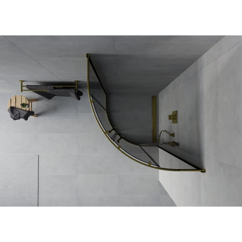 Mexen Rio Duschkabine halbkreisförmig 70 x 70 cm, Graphit, Gold - 863-070-070-50-40