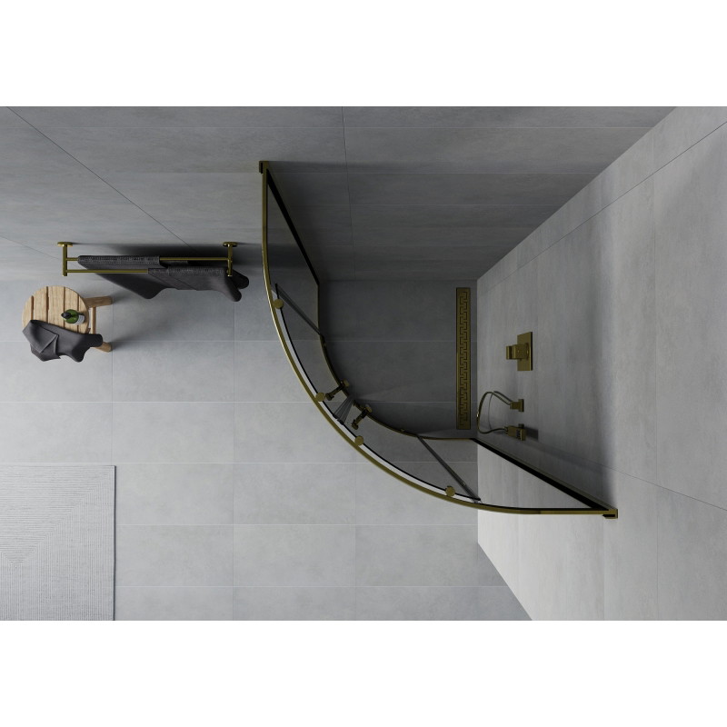 Mexen Rio Halbrunde Duschkabine 90 x 90 cm, Grafit, Gold - 863-090-090-50-40