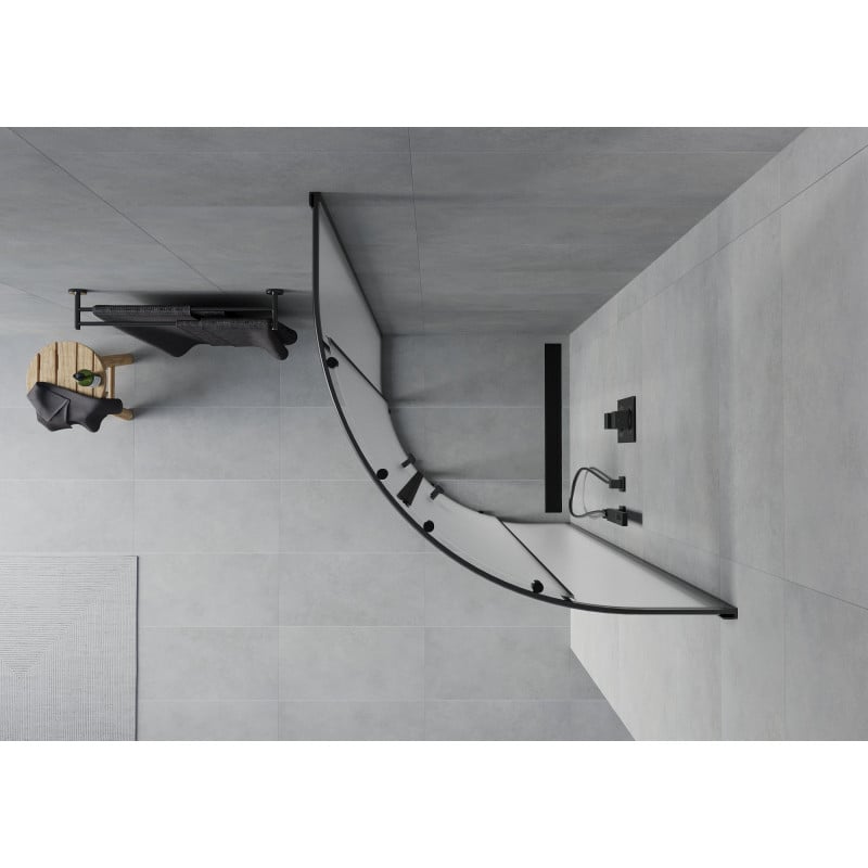 Mexen Rio Duschkabine halbrund 70 x 70 cm, matt, schwarz - 863-070-070-70-30
