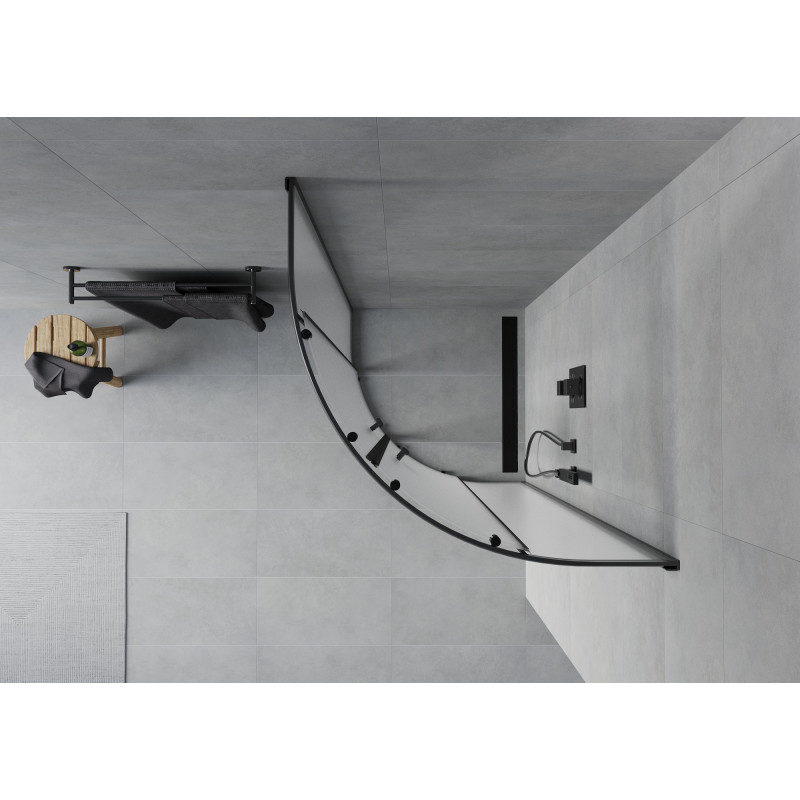 Mexen Rio Halbrunde Duschkabine 90 x 90 cm, Matt, Schwarz - 863-090-090-70-30