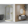 Mexen Rio duschkabine halbrund 90 x 90 cm, transparent, gold + duschwanne, weiß - 863-090-090-50-00-4710