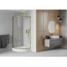 Mexen Rio Halbkreis-Duschkabine 90 x 90 cm, transparent, gold + Rio Duschwanne, weiß - 863-090-090-50-00-4710