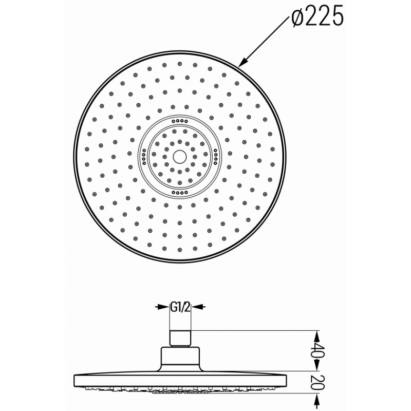 Mexen D-05 Regenduschkopf 22 cm, Chrom/Weiß - 79705-00
