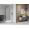 Mexen Rio Duschkabine halbrund 80 x 80 cm, satiniert, gold + Duschwanne Rio, weiß - 863-080-080-50-30-4710