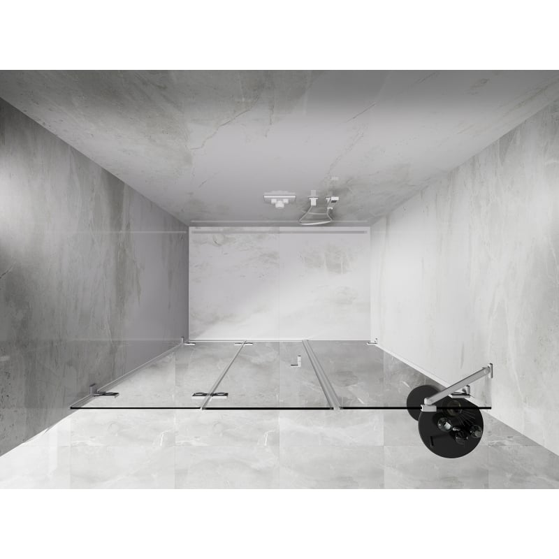 Mexen Lunar-F faltbare Duschtür links 135 cm, transparent, weiß - 836S-135-050-20-00-L