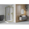Mexen Rio quadratische Duschkabine 80 x 80 cm, transparent, gold + Duschwanne, weiß - 860-080-080-50-00-4510