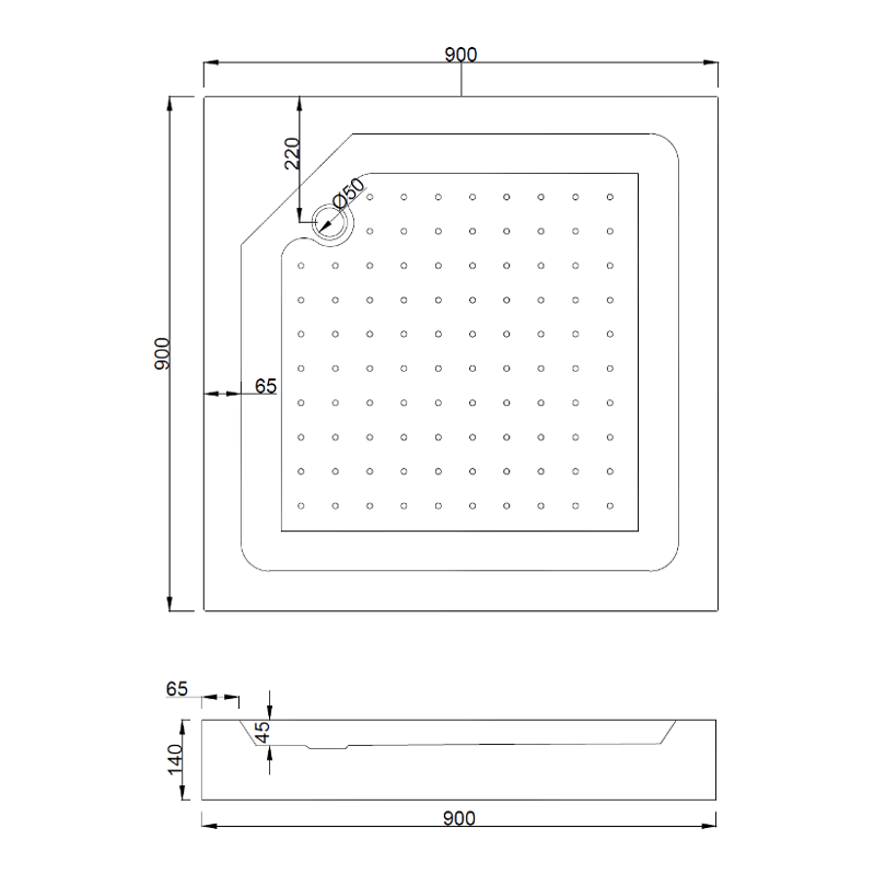 Mexen Rio Duschkabine quadratisch 90 x 90 cm, transparent, gold + Duschwanne Rio, weiß - 860-090-090-50-00-4510