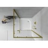 Mexen Rio Duschkabine quadratisch 90 x 90 cm, transparent, gold + Duschwanne Rio, weiß - 860-090-090-50-00-4510