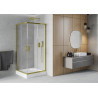 Mexen Rio quadratische Duschkabine 90 x 90 cm, transparent, gold + Duschwanne, weiß - 860-090-090-50-00-4510