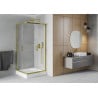 Mexen Rio Duschkabine quadratisch 90 x 90 cm, transparent, gold + Duschwanne Rio, weiß - 860-090-090-50-00-4510