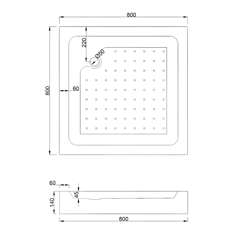 Mexen Rio quadratische Duschkabine 80 x 80 cm, transparent, gold + Duschwanne, weiß - 860-080-080-50-00-4510