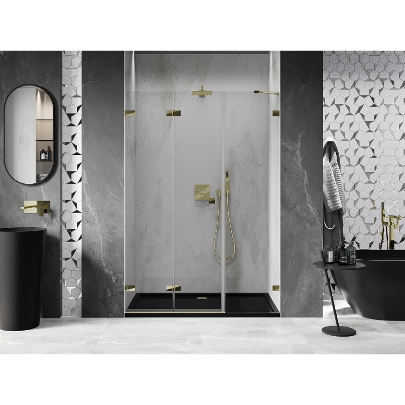 Mexen Lunar-F Falttür für Dusche links 140 cm, transparent, gold - 836S-140-050-50-00-L