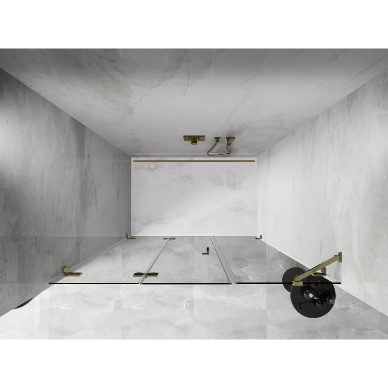 Mexen Lunar-F Falttür für Dusche links 140 cm, transparent, gold - 836S-140-050-50-00-L