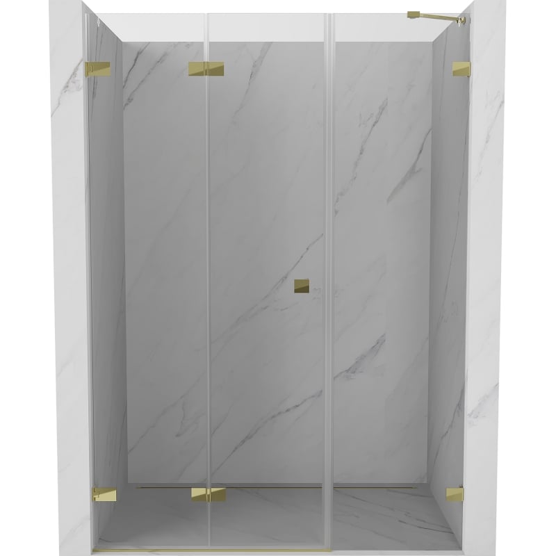 Mexen Lunar-F faltbare Duschtür links 145 cm, transparent, gold - 836S-145-050-50-00-L