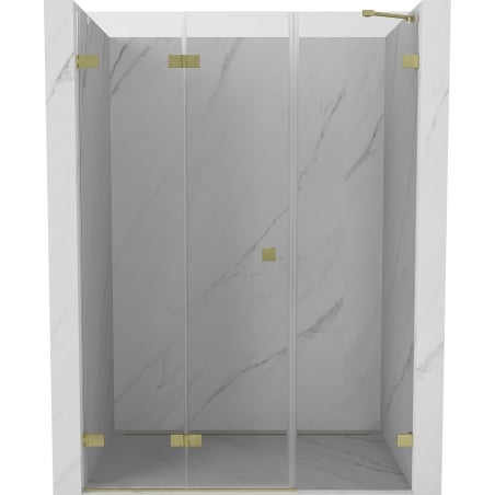 Mexen Lunar-F klappbare Duschtür links 110 cm, transparent, gebürstetes Gold - 836S-110-050-55-00-L