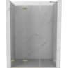 Mexen Lunar-F Falttür links 115 cm, transparent, gebürstetes Gold - 836S-115-050-55-00-L