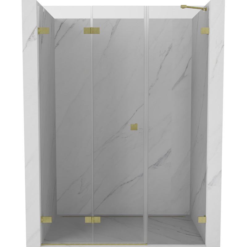 Mexen Lunar-F Falttüren links 130 cm, transparent, gebürstetes Gold - 836S-130-050-55-00-L
