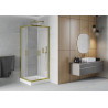 Mexen Rio quadratische Duschkabine 80 x 80 cm, Satinierung, Gold + Duschwanne, Weiß - 860-080-080-50-30-4510