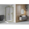 Mexen Rio Duschkabine quadratisch 80 x 80 cm, matt, gold + Rio Duschwanne, weiß - 860-080-080-50-30-4510