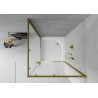 Mexen Rio quadratische Duschkabine 90 x 90 cm, satiniert, gold + Duschwanne, weiß - 860-090-090-50-30-4510
