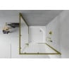 Mexen Rio quadratische Duschkabine 90 x 90 cm, satiniert, gold + Rio Duschwanne, weiß - 860-090-090-50-30-4510