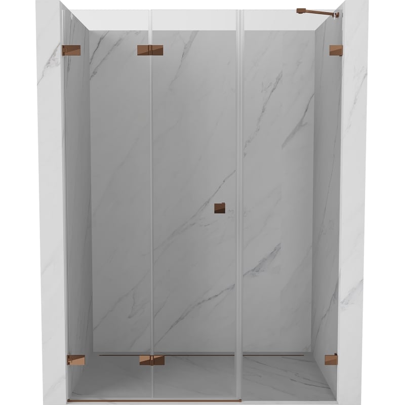 Mexen Lunar-F klappbare Duschabtrennung links 110 cm, transparent, Roségold - 836S-110-050-60-00-L