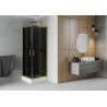 Mexen Rio Quadratische Duschkabine 80 x 80 cm, grafit, gold + Duschwanne, weiß - 860-080-080-50-40-4510