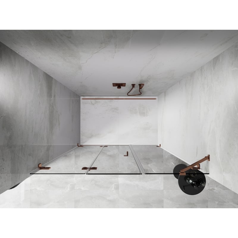 Mexen Lunar-F faltbare linke Duschkabinentür 135 cm, transparent, Roségold - 836S-135-050-60-00-L