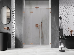 Mexen Lunar-F Falttür für die Dusche links 120 cm, transparent, gebürstetes Kupfer - 836S-120-050-65-00-L